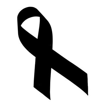 Angled black awareness ribbon graphic with solidarity icon