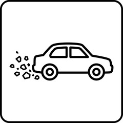 Obraz premium Loose gravel road sign icon