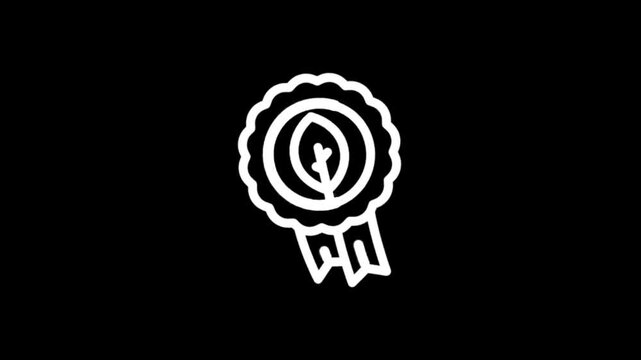 Award ribbon icon animation on black background, celebrating achievement