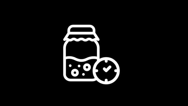 Animated icon of a bottle with liquid and a clock showing time passing