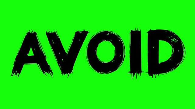 black hand drawn style animated text avoid featuring line boil effect on a green screen chroma key background. Perfect for conceptual projects and dynamic video overlays