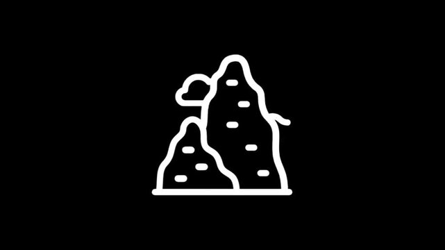 Animated outline of a cactus with a cloud and a wavy line