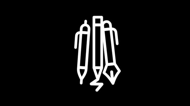 Creative writing tools and inspiration icons on black background