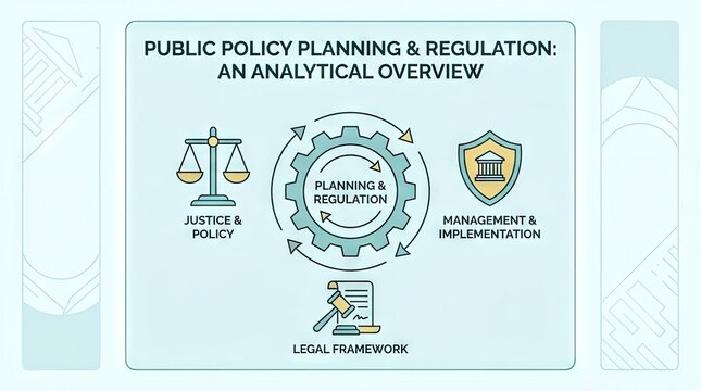 Public policy planning and regulation infographic overview.
