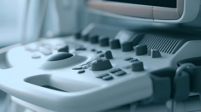 Clinic ultrasound machine, close-up view