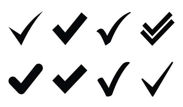 Check Mark Icon Set Black Tick Symbols for Approval and Confirmation
