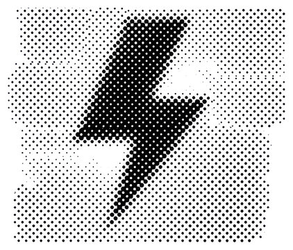 Lightning Bolt Symbol with Halftone Pattern