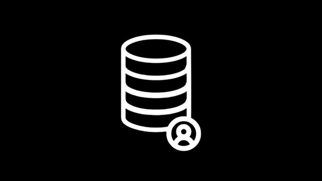 Database icon with user profile symbol on black background