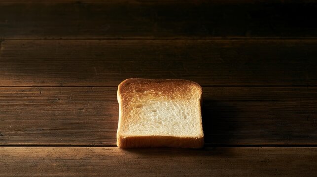 Wheat bread slice with grain on rustic wood surface