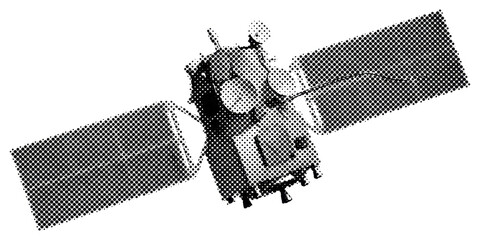 Halftone Graphic of Orbiting Satellite © prabawati