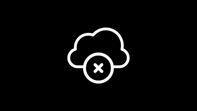 Animated cloud icon with a cross symbol indicating deletion or error