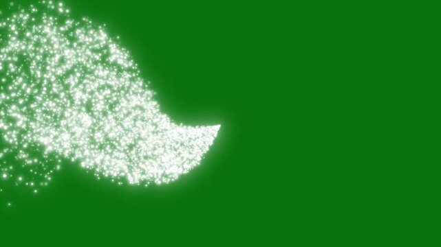 Particles magic tail sparkling glitter star line, Glowing magic glitter trail animation with twinkling stars, fairy dust wand glitter stars trail transition on green screen background. 4k