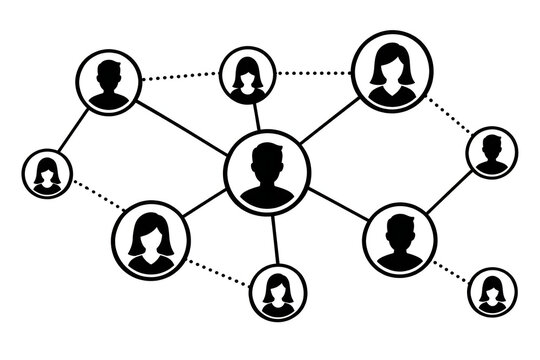 Social Network Connection Diagram Flat
