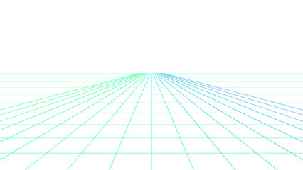 Obraz premium Abstract digital laser grid perspective with glowing blue and green lines