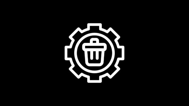 Gear with trash can icon symbolizing system cleanup and maintenance