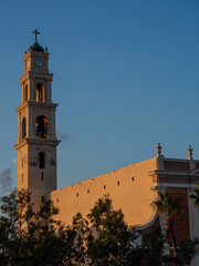 Obraz premium Historic Church Bell Tower at Golden Sunset