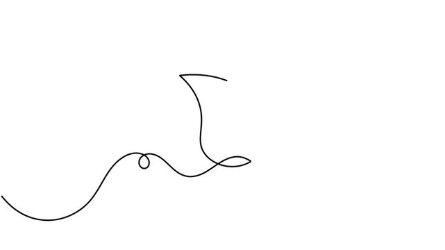 Animated of ecological leaf icon sign continuous one line drawing on white background minimalist single art collection of vegan label and safety environmental concept symbol animation