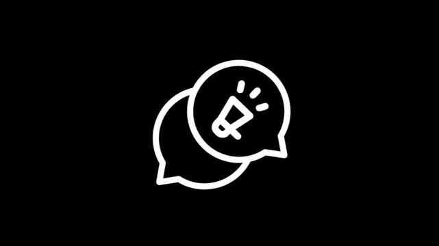 Animated advertising icons with speech bubbles and megaphone symbol