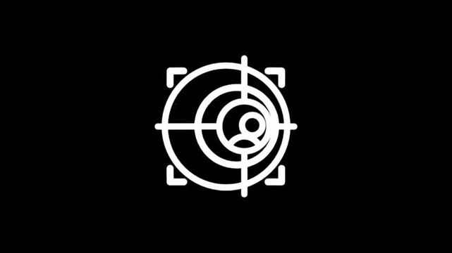 Targeting icon with person silhouette inside, representing focus and identification