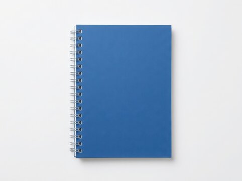 Blue spiral notebook isolated on white background