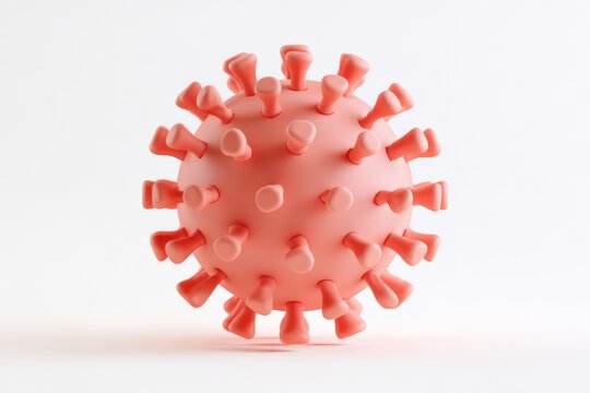 3D microscopic virus molecule cell icon isolated on white background. Minimal matte claymorphism style biology infection and healthcare concept.