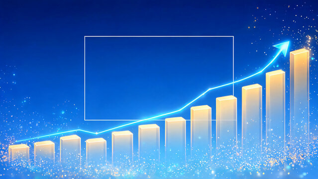 Blue node arrow sweeping past gold bars and sparks