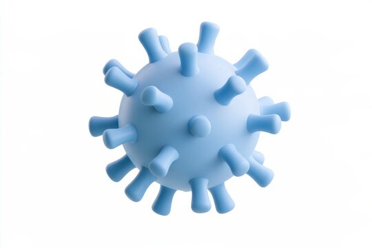 3D microscopic virus molecule cell icon isolated on white background. Minimal matte claymorphism style biology infection and healthcare concept.