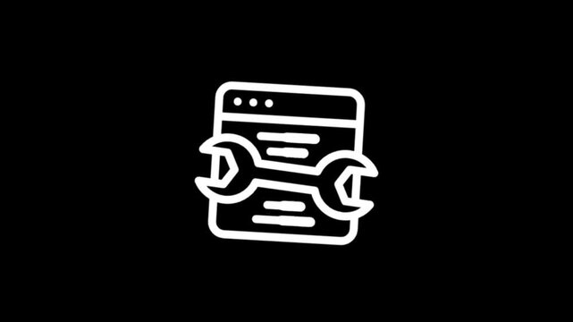 Website development and repair icon animation with wrench and browser window