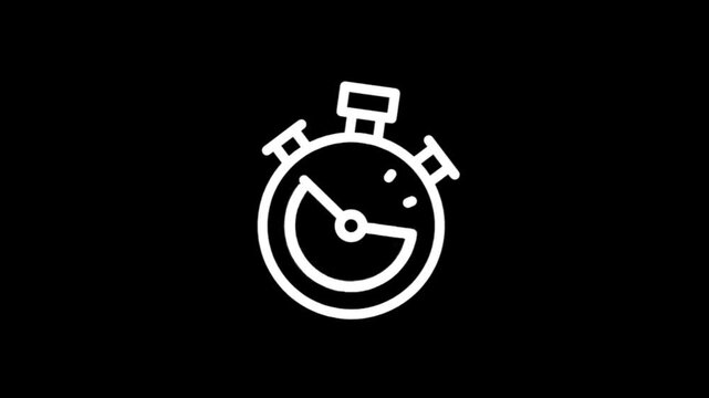 Animated stopwatch icons showing time passing in a simple white line art style