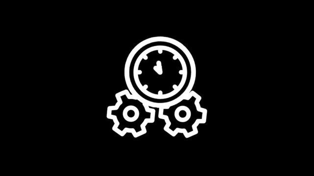 Animated clock and gears icon symbolizing time management and efficiency