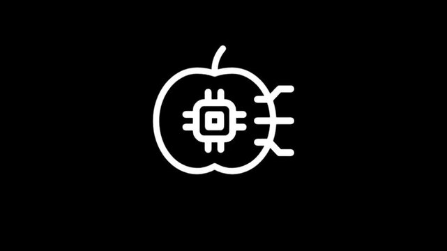 Digital currency icon with apple and circuit board elements