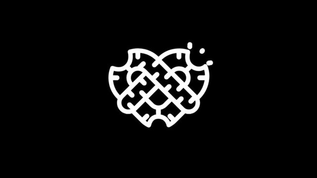 Abstract brain icon animation on black background