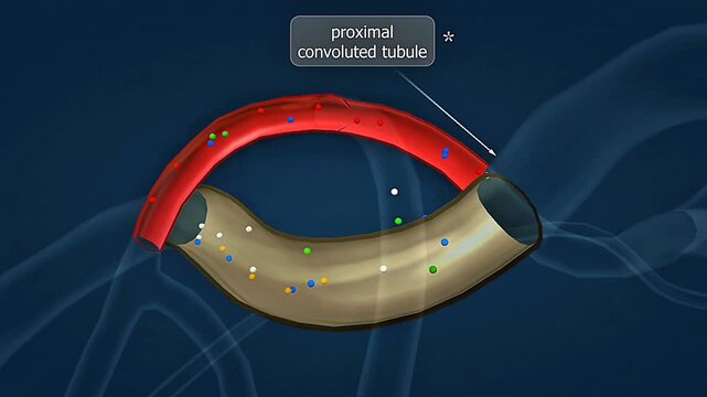 Proximal convoluted tubule anatomy showing bulk reabsorption of water, nutrients and electrolytes.