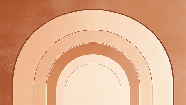 Minimalist boho illustration nested arch pattern in muted pastel tones. Warm earthy palette