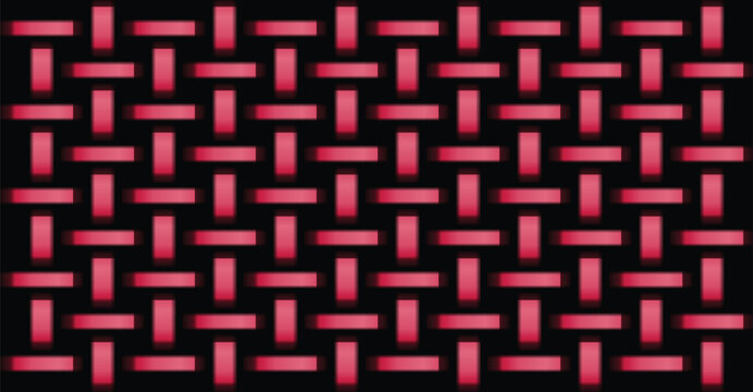 Red weave pattern design featuring interlocking shapes for textile background.