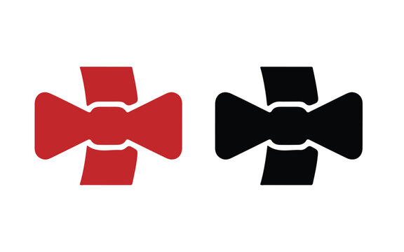 Red and black cross shape icons isolated on a white background for medical or decorative design usage