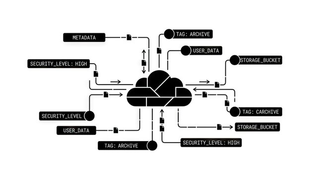 Cloud computing architecture diagram with security labels.