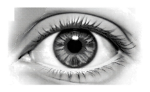 Human Eye with Halftone Dot Pattern