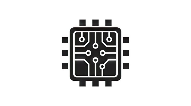 Microchip processor icon with integrated circuit pathways.