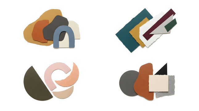 Colorful Abstract Paper Collage Shapes and Layered Elements