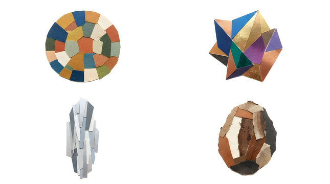 Colorful Geometric Paper Collage and Abstract 3D Shapes