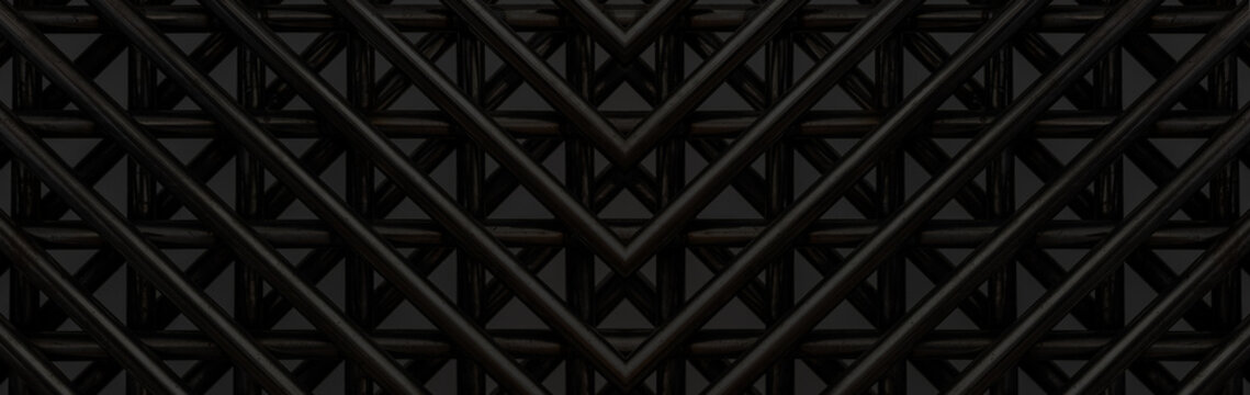 Dark abstract lattice structure creating geometric pattern