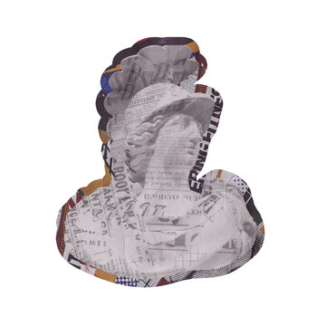Classical Statue Collage with Torn Paper and Vintage Texture