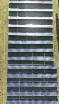 Photovoltaic solar panels field aerial view