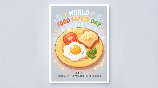 Watercolor illustration of a delicious breakfast with eggs bacon and toast