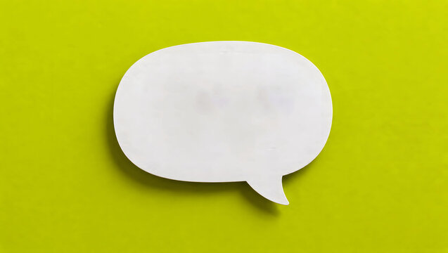 Empty speech bubble isolated on a vibrant lime green background for design elements