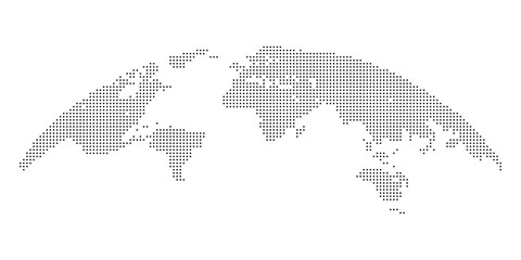 World Map Halftone Icon Vector Illustration. Grey Dot Pattern Silhouette Of Continents Isolated On White Background. Vintage Retro Style Global Geography Symbol For Design. © Sk