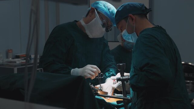 Surgeons cauterize tissue with an electrosurgical device to control bleeding during an operation. Electrocautery, hemostasis, surgical treatment, hospital procedure and clinical education