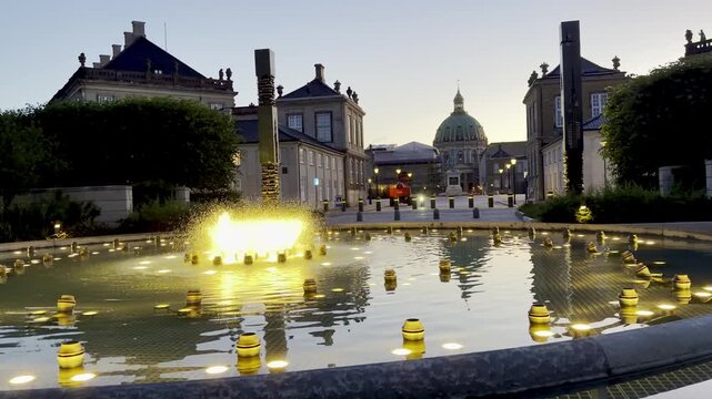Copenhagen, Denmark -1.09.2026: Royal Amalienborg Palace in Copenhagen. view of Christian VIII Palace on the Amalienborg Castle Square. The residence of the Danish royal family. Historic architecture