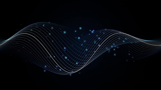 Abstract digital wave background with glowing particles